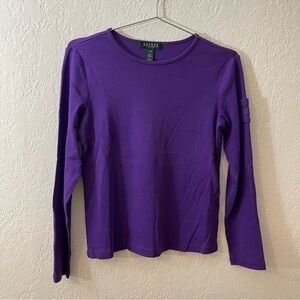 Lauren Ralph Lauren Long Sleeve Round Neck Top Women Size PM Color Purple